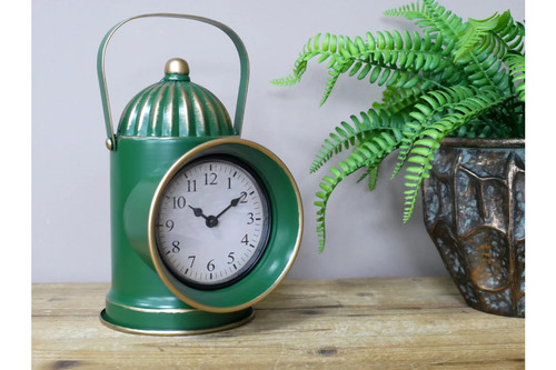 Green railway lamp clock - green,