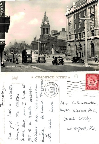 Vintage postcard leeds town - vintage,