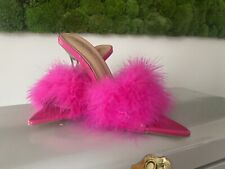 Neon PINK Clear Heels Sandals Slipper Sexy Feather Shoes Hen Night Bridesmaid