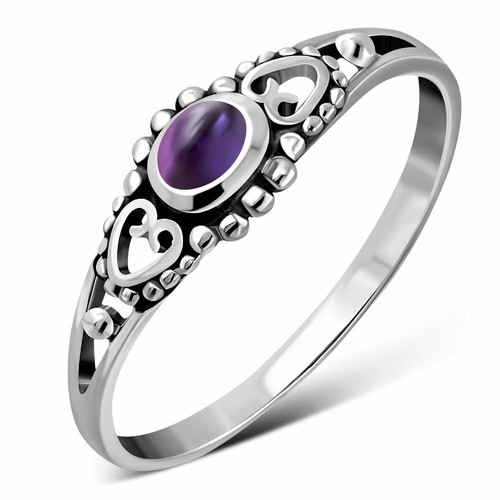 Heart amethyst stone ring - heart,