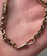 9ct Heavy  Antique Rose Gold Stars And Bars Bracelet.