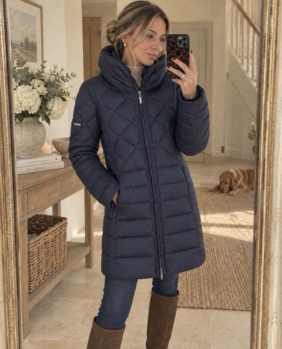 Airfield navy down puffer coat - navy,