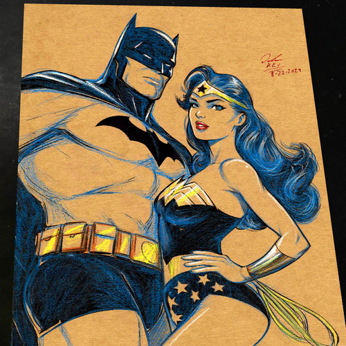 Batman art print signed 5x11 - art,