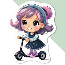 'Little Girl Riding A Scooter' Decal Stickers (DW046627)