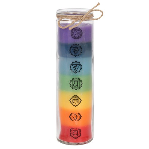 Tall chakra tube candle - chakra,