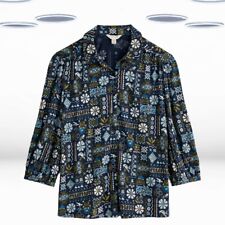 Ex Seasalt Women's Cotton Printed Button Through Shirt in Navy Mix