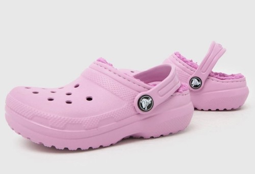 Pink fur lined crocs brand - pink,