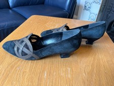 Vintage Russell & Bromley Stuart Weitzman Black Suede With Gold Trim US size 7.5