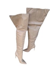 PULL ON  STRETCH PU THIGH/CROTCH HIGH BOOTS 6uk /39* FXTISH * DOMINATRIX