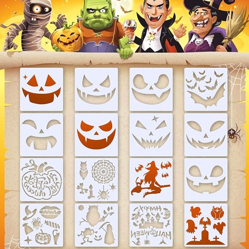 16pc halloween stencils - stencils,