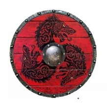 Wooden Round Shield Viking Medieval Wooden Battle Larp Armor Shield 24”