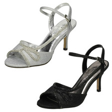 Ladies Anne Michelle Mid Heel Diamante Sandals