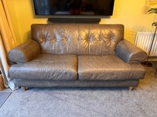 DFS 3 Seater Grey Leather Sofa