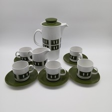 Vintage Johnson Brothers SORRENTO Green Coffee Set 5 Cups, Saucers & Milk Jug