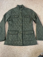 Barbour Women’s Utility Quilted Jacket Olive Green Size 8 Button Up