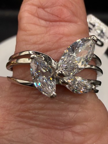 Ladies marquise ring silver - marquise, cz