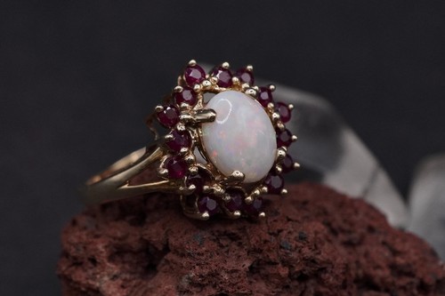 Natural australian opal ring - australian,