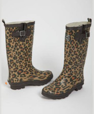 Lady's Women's Brown Animal Print Wellies Wellington Boots