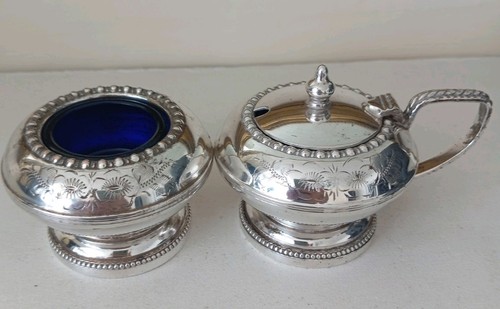 Vintage silver plate cruet set - silver,