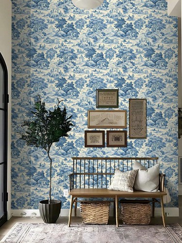 Blue toile peel - peel, &