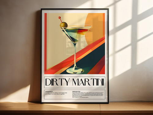 Dirty martini cocktail poster - dirty,
