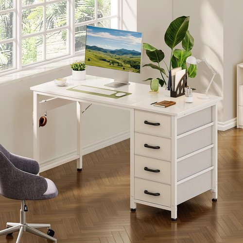White computer desk with - white,