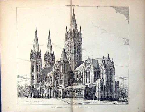 Antique old print - print, truro