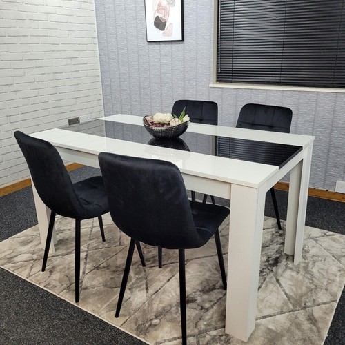Black white wood dining - black,