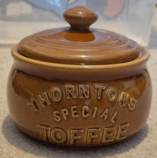 Thornton's Special Toffee Ceramic Lidded Jar Brown Glaze Great Condition