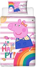 Peppa Pig "Hooray" Design Single Panel Duvet Quilt Cover Set