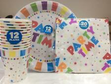 Disposable Party Time Paper Cups Plates Napkins 3Tablecloths Tableware set