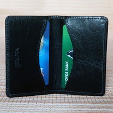 Real Leather Small Bifold Id Credit Card Holder Slim Pocket Case  For Men Women 