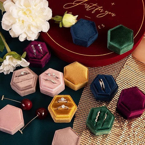 Velvet ring box double slots - double,