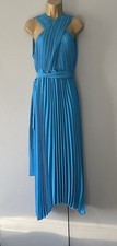 Zara Blue Pleated Cross Neck