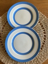 T G Green Cornishware Side Plates x 2 - Green Stamp - Excellent