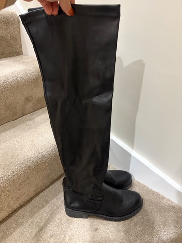Black faux leather - leather, high