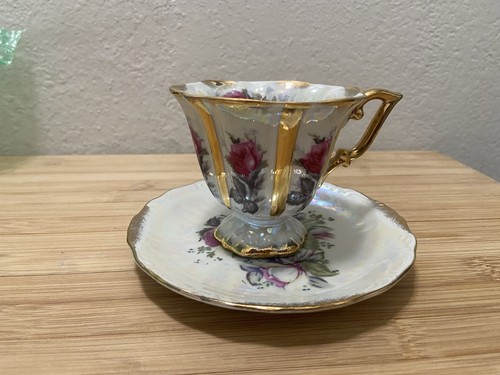 Vintage lustre floral tea cup - floral,
