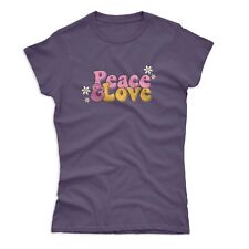 Women's Peace & Love T-Shirt | Daisy Flower Inspirational 1970s Happy Gift