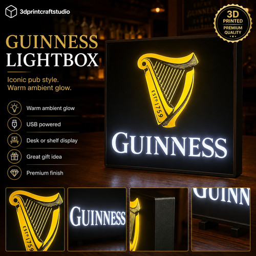 Guinness harp led light - light, box
