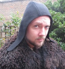 OLG Re-enactment WOOL BLACK LINED MEDIEVAL HAT COIF CAP BONNET REPLICA