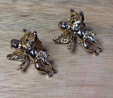 Pair of Kirks Folly Cherub Fairy Pins Brooches NO RESERVE