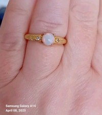 NEW Natural Ethiopian Opal Ring Yellow Gold Overlay Sterling Silver