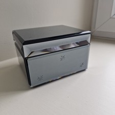 Stunning Mirrored Jewellery Box Heavy 15x12x9.5cm Black flock lining M&S