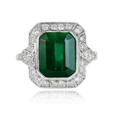 Art Deco Green Emerald & Lab