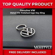 FITS VW GENUINE VW LOGO KEY RING KEY TAG KEYRING POLISHED METAL SILVER CHROME