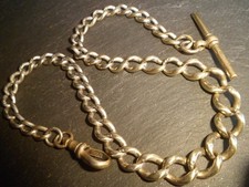 31g Antique Ex 9ct Gold Cased Albert Pocket Watch Chain - Each Link Stamped '9G'