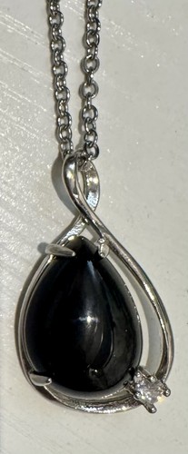 Black obsidian swirl pendant - obsidian,