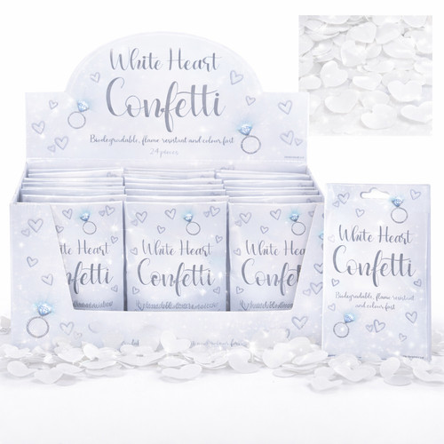 White heart confetti wedding - white,