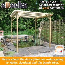 Ex Display Heavy Duty Rustic Rose Pergola Pressure Treated 2.25m x 2.25m