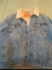 Levi Sherpa Denim Trucker Jacket Size Medium Chest 38-40 Button